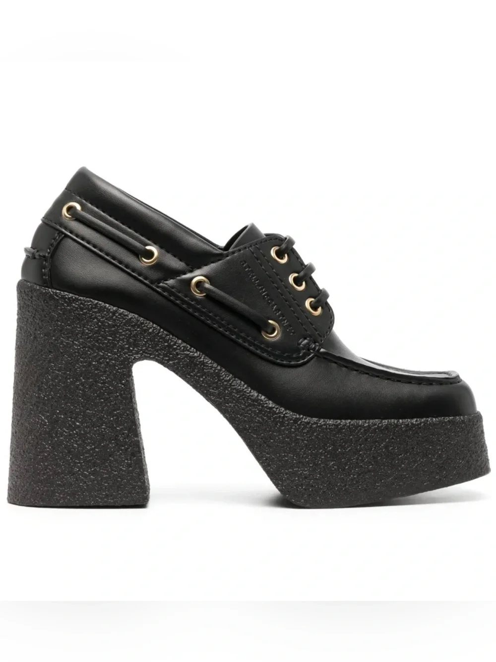 Stella McCartney Black Platform Lace-Up Shoes with Gold Eyelets Size EU 38/ US 8